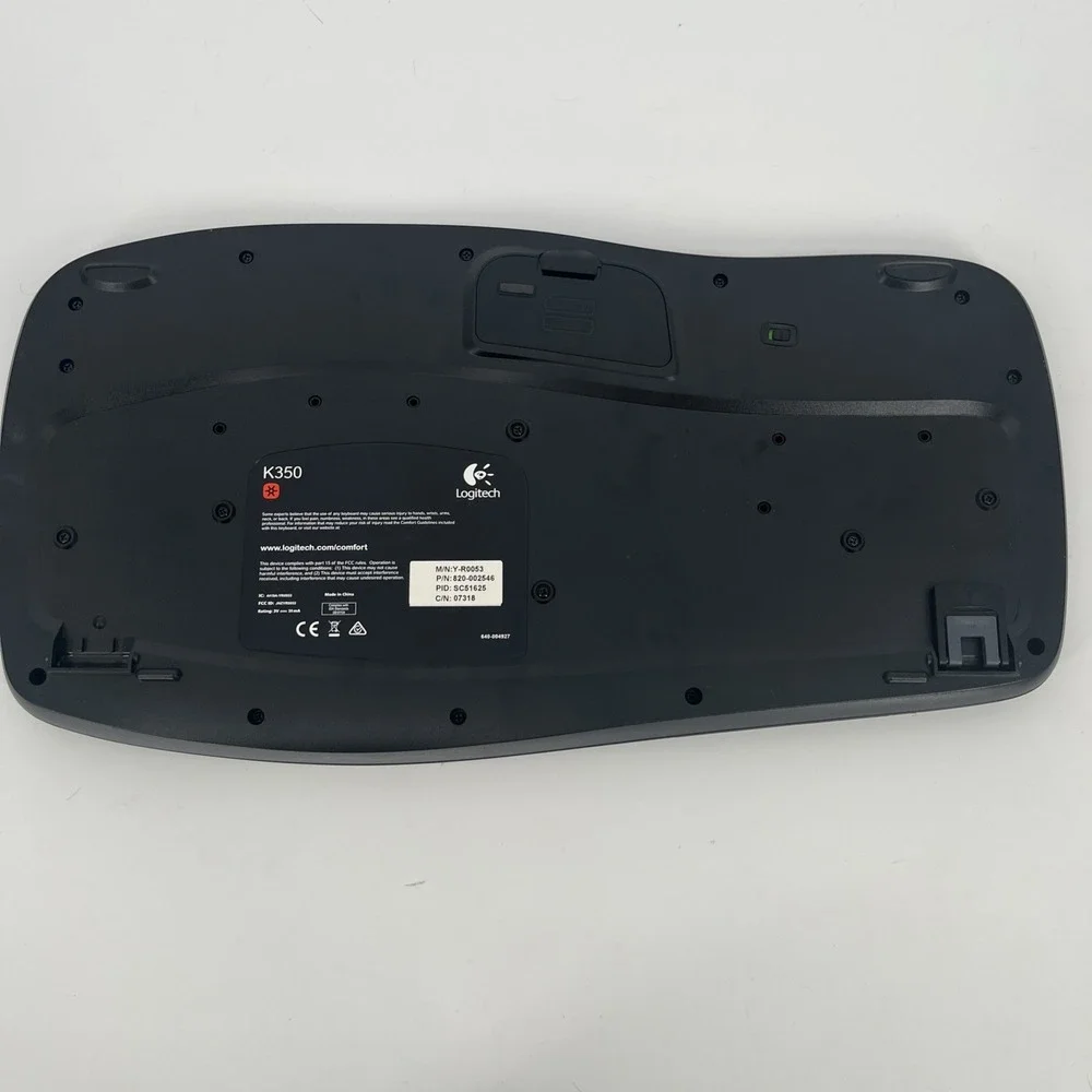 Logitech K350 Wave Wireless Keyboard Ergonomic No USB Dongle - Tested Working